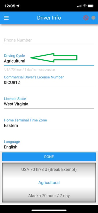 Select the Agricultural Driving Cycle