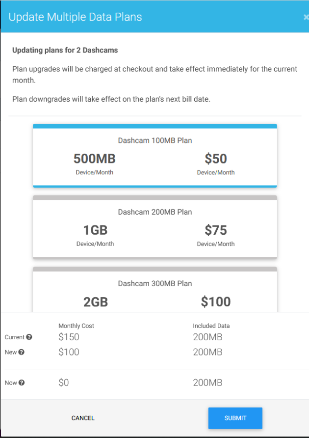 Manage Dashcam Subscriptions